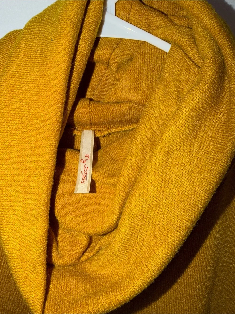 Mustard Cowl Neck Women's Tunic Sweater